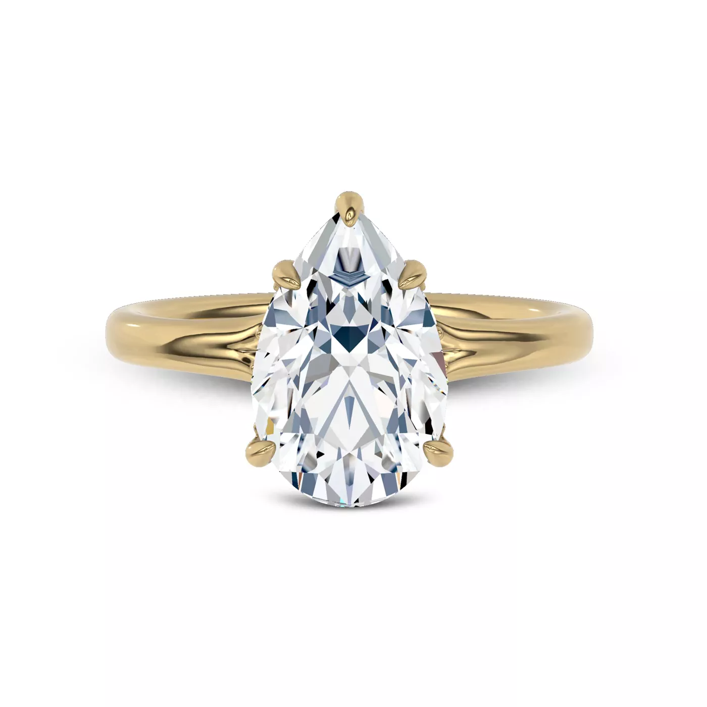 Hidden Halo Detail 18K Yellow Gold Engagement Ring