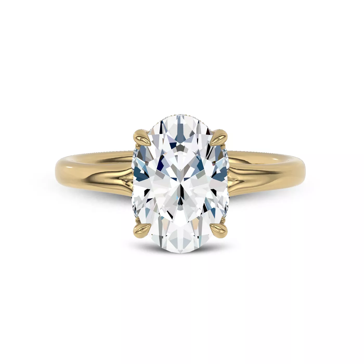Hidden Halo Detail 18K Yellow Gold Engagement Ring