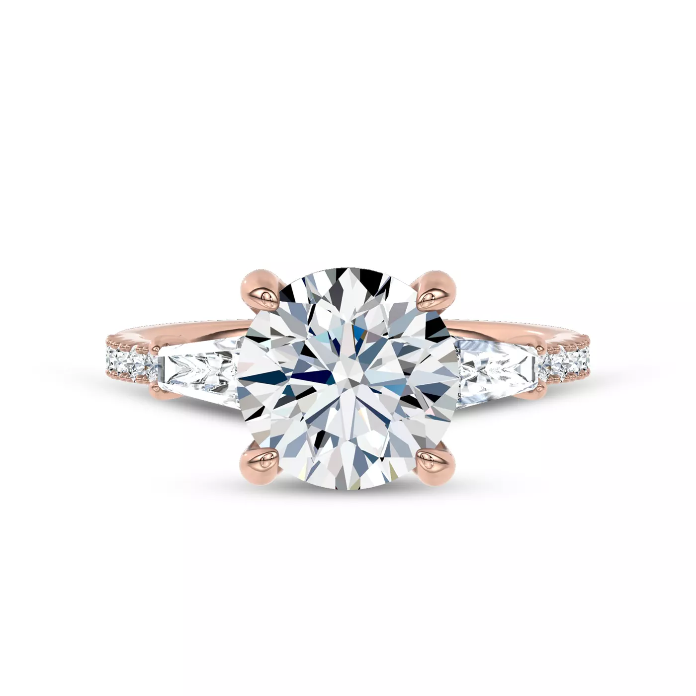 Graduated Side Stones 14K Rose Gold Engagement Ring