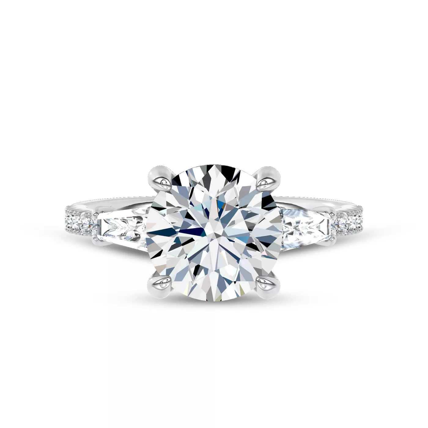 Graduated Side Stones 14K White Gold Engagement Ring