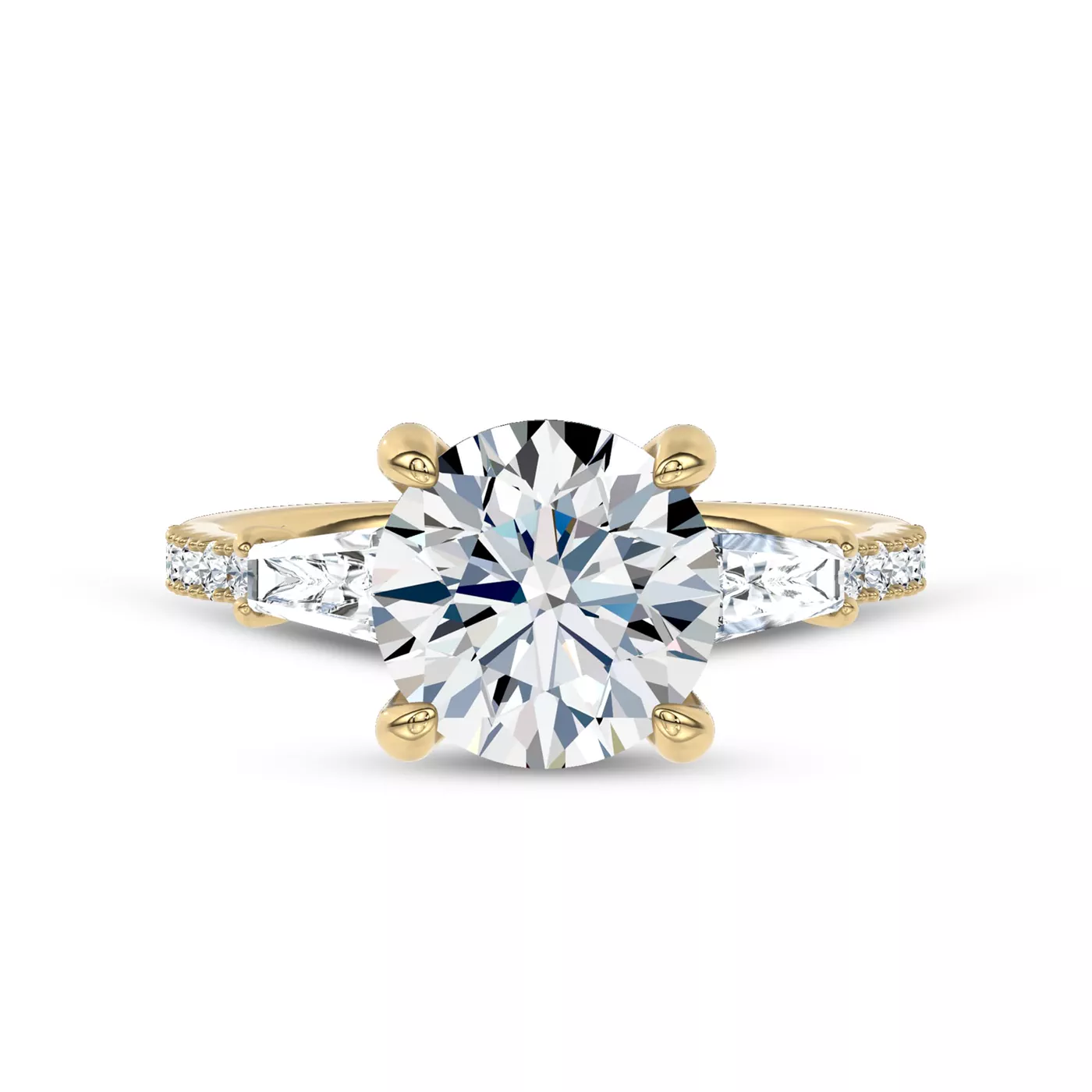Graduated Side Stones 14K Yellow Gold Engagement Ring