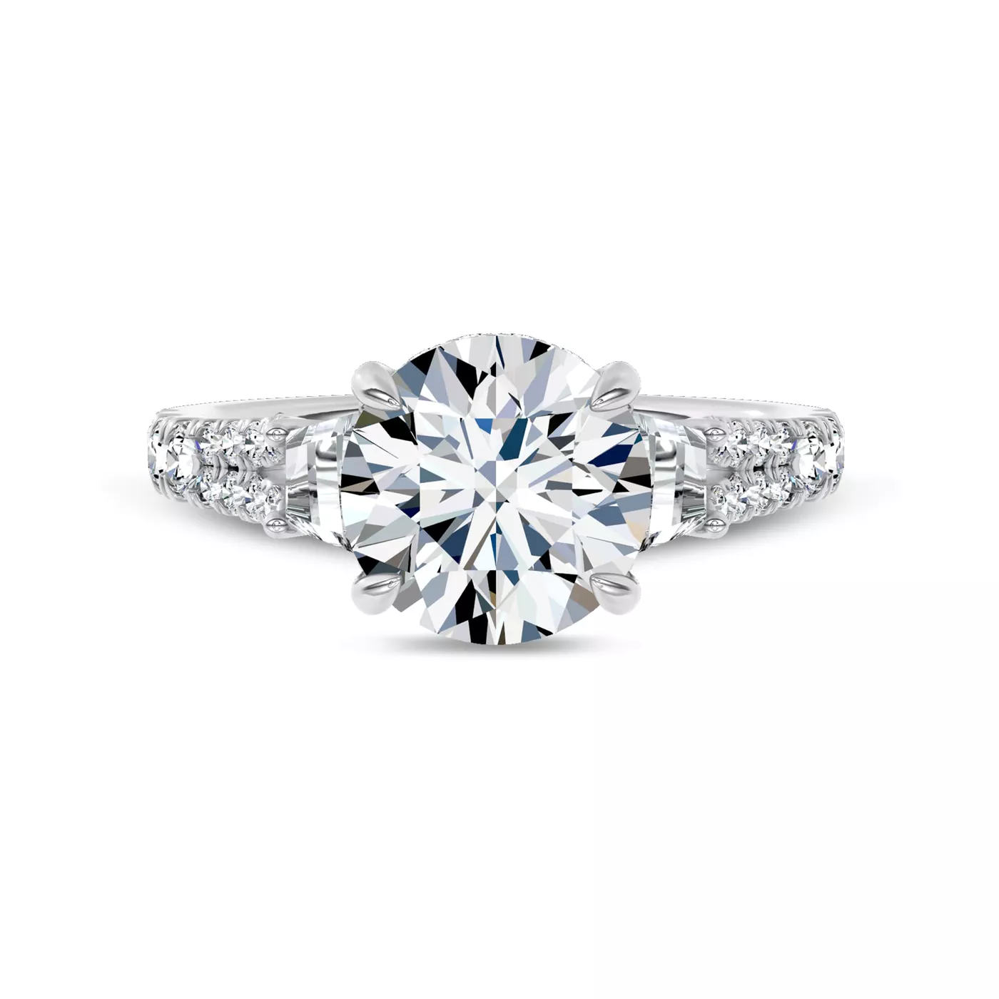 Brilliant Side Accents 14K White Gold Engagement Ring