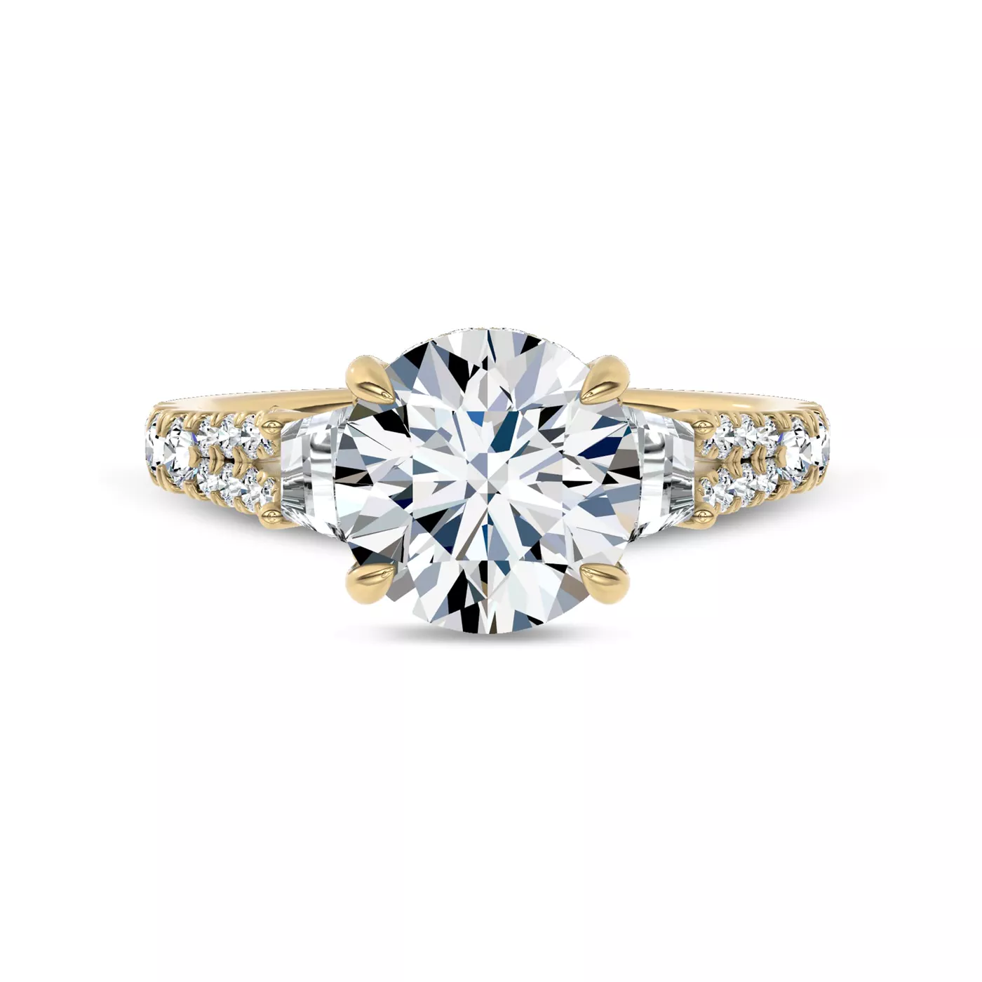 Brilliant Side Accents 14K Yellow Gold Engagement Ring