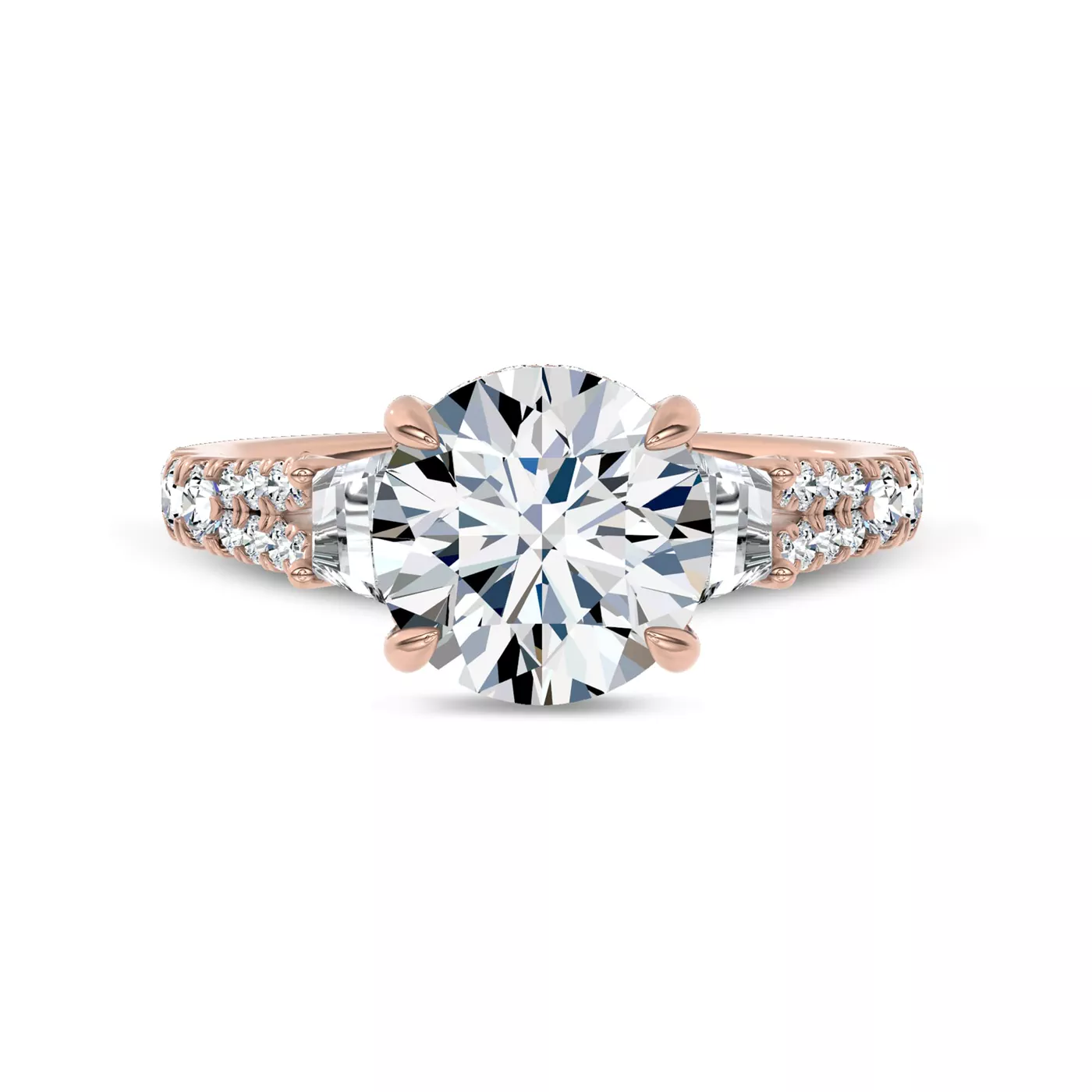 Brilliant Side Accents 18K Rose Gold Engagement Ring