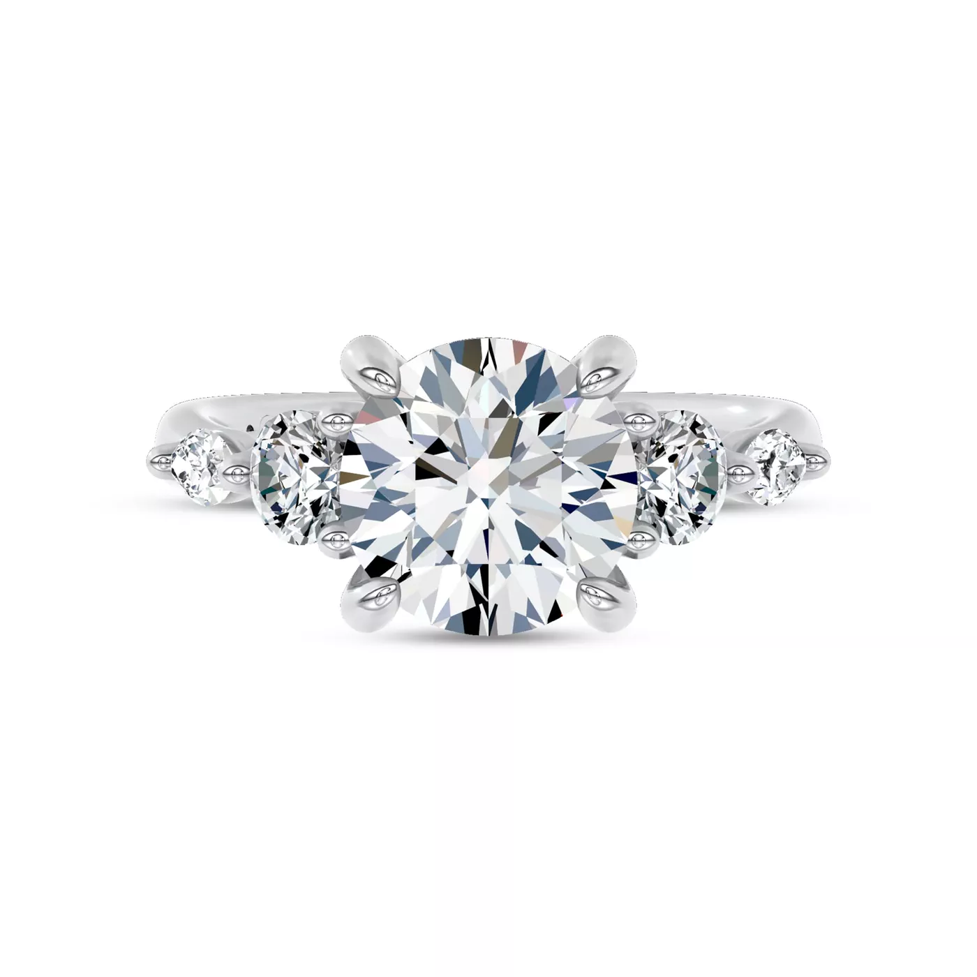 Brilliant Side Accents Platinum Engagement Ring