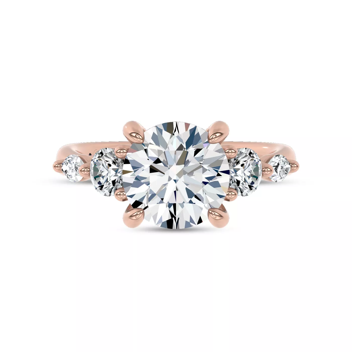 Brilliant Side Accents 18K Rose Gold Engagement Ring