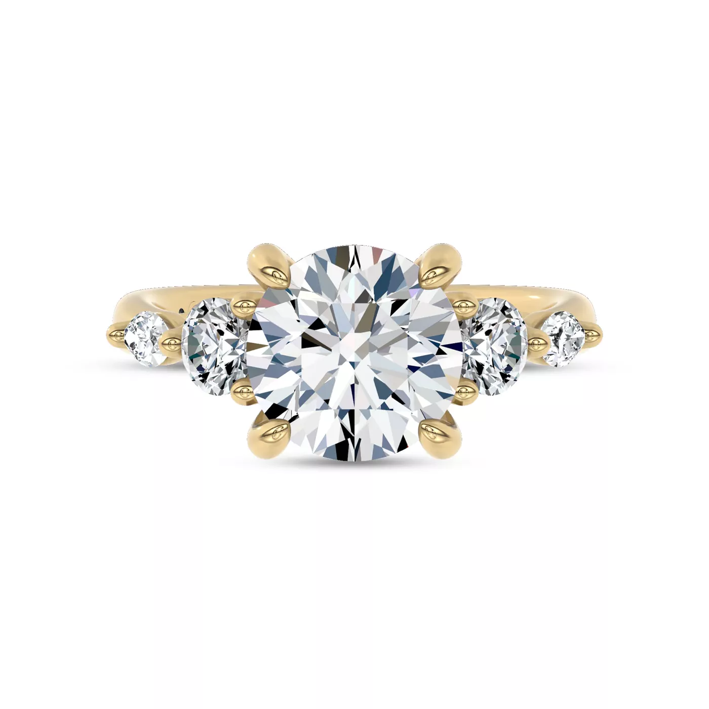 Brilliant Side Accents 18K Yellow Gold Engagement Ring