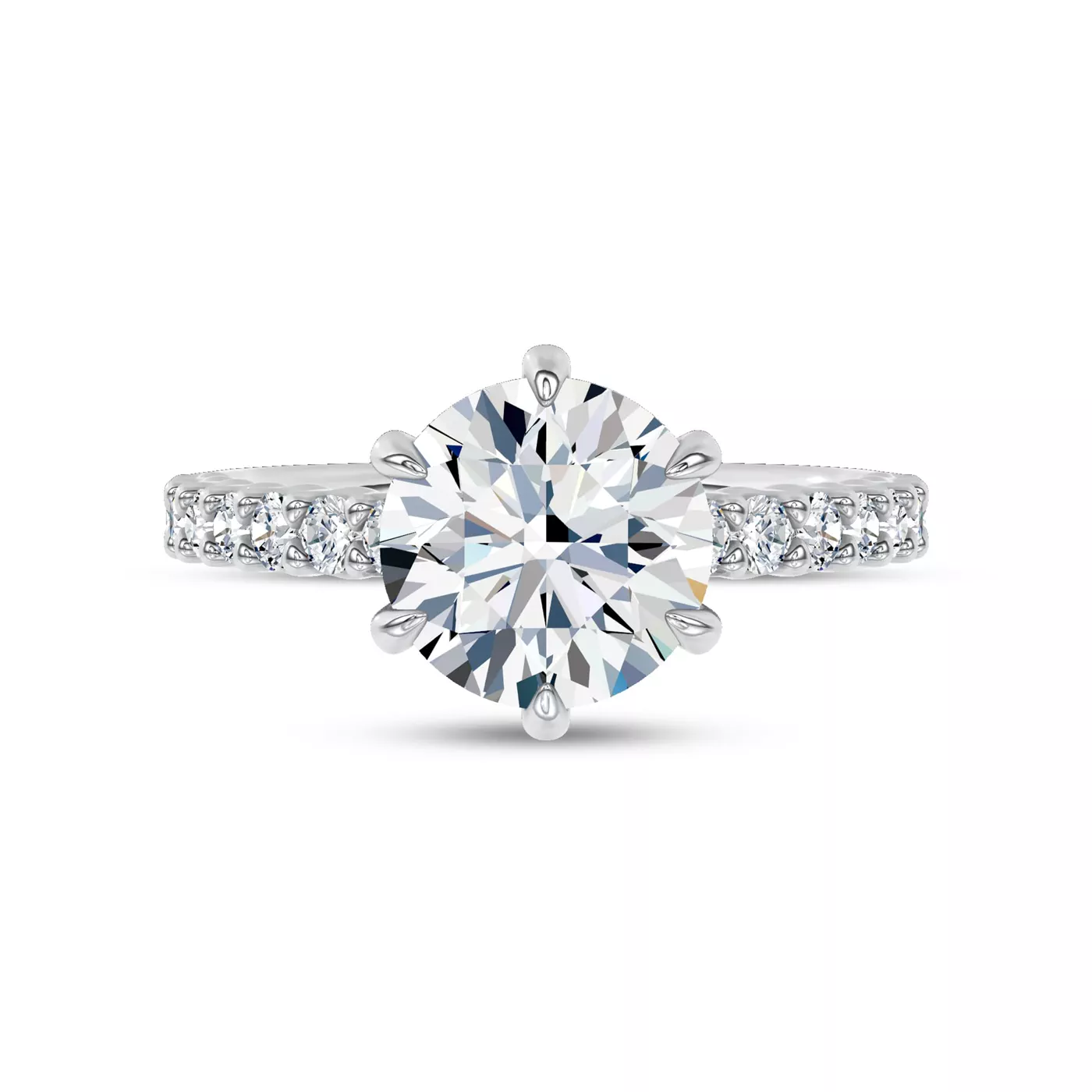 Pavé Band 18K White Gold Engagement Ring