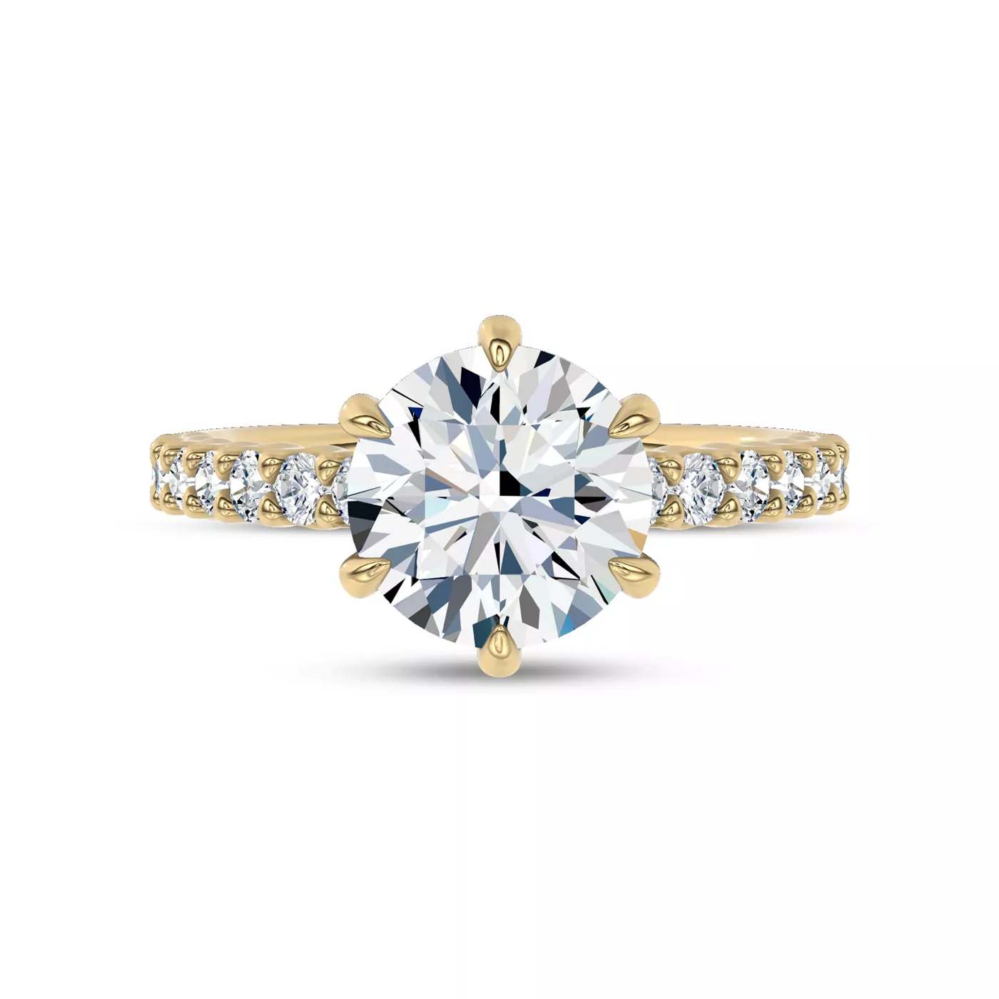 Pavé Band 18K Yellow Gold Engagement Ring
