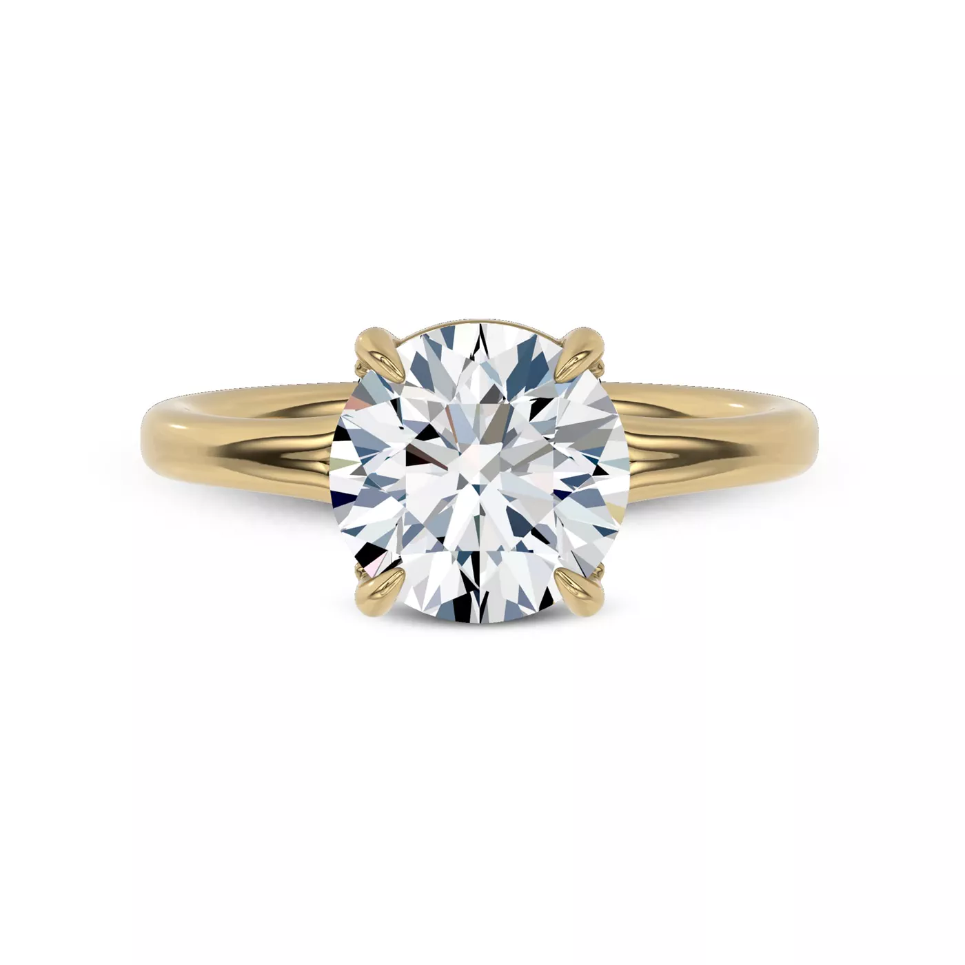Brilliant Side Accents 18K Yellow Gold Engagement Ring