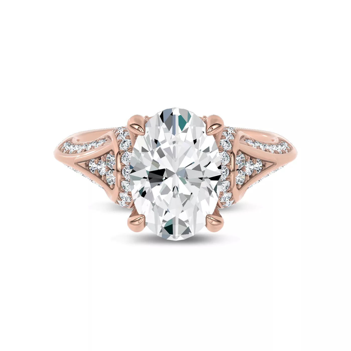 Brilliant Side Accents 14K Rose Gold Engagement Ring