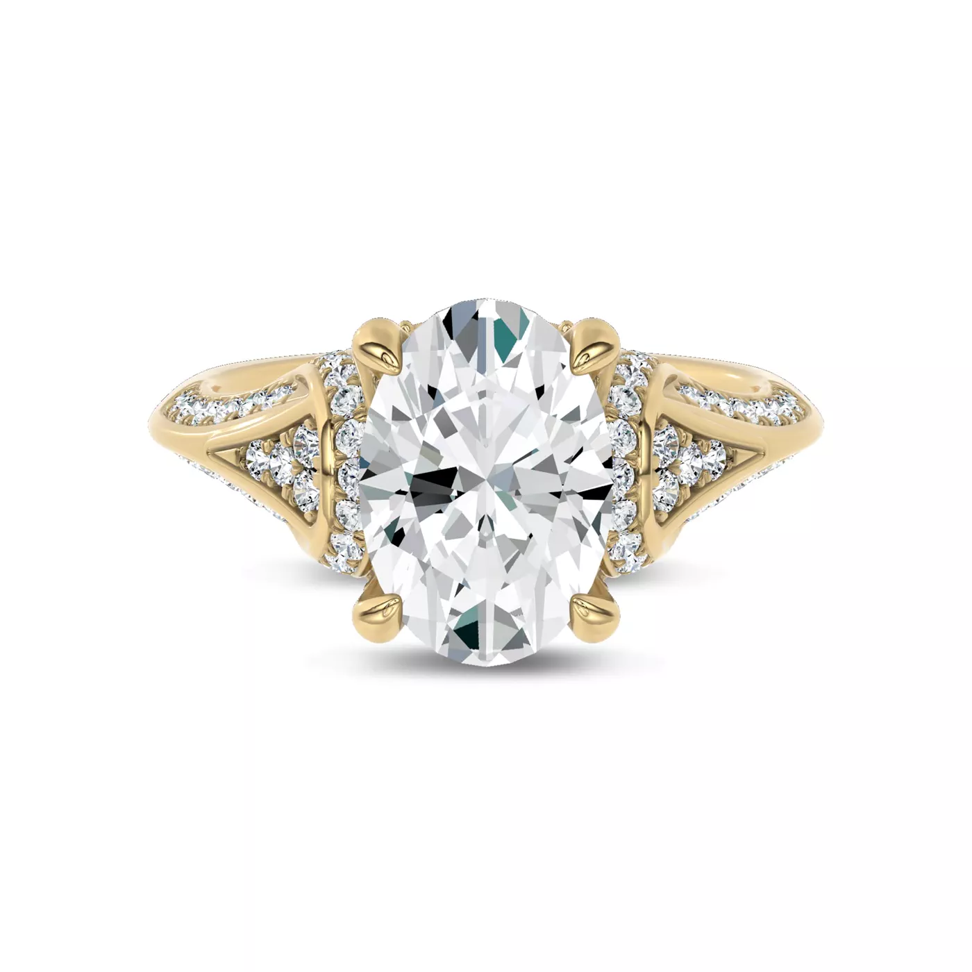 Brilliant Side Accents 14K Yellow Gold Engagement Ring