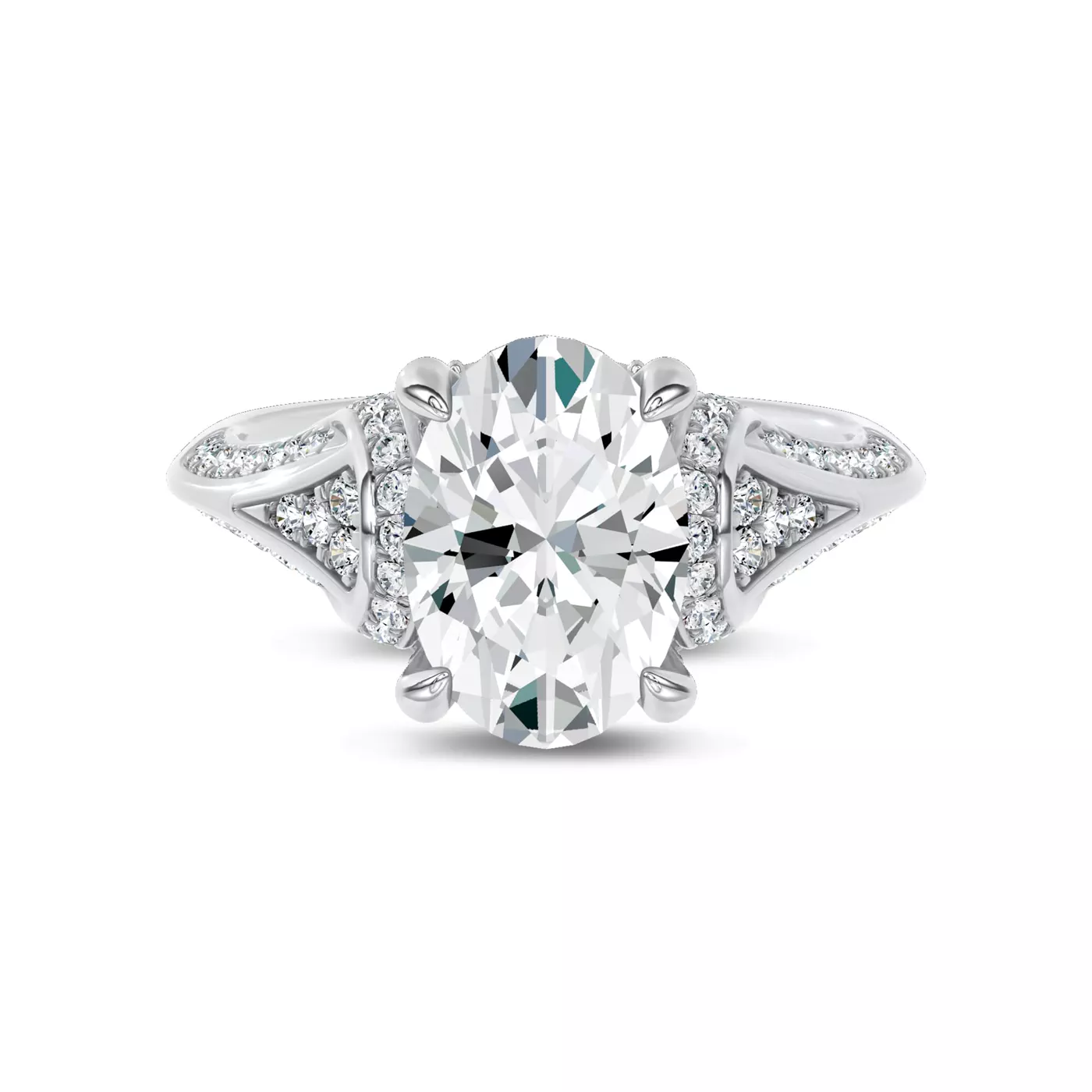 Brilliant Side Accents 18K White Gold Engagement Ring