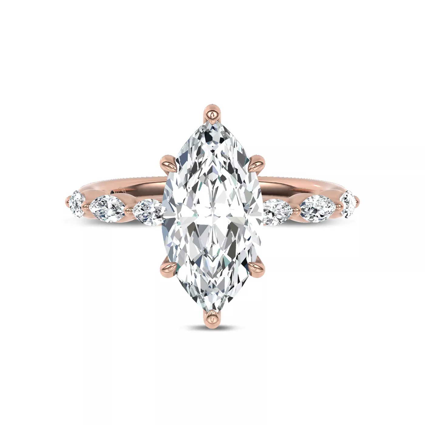 Marquise Shared Prongs 14K Rose Gold Engagement Ring