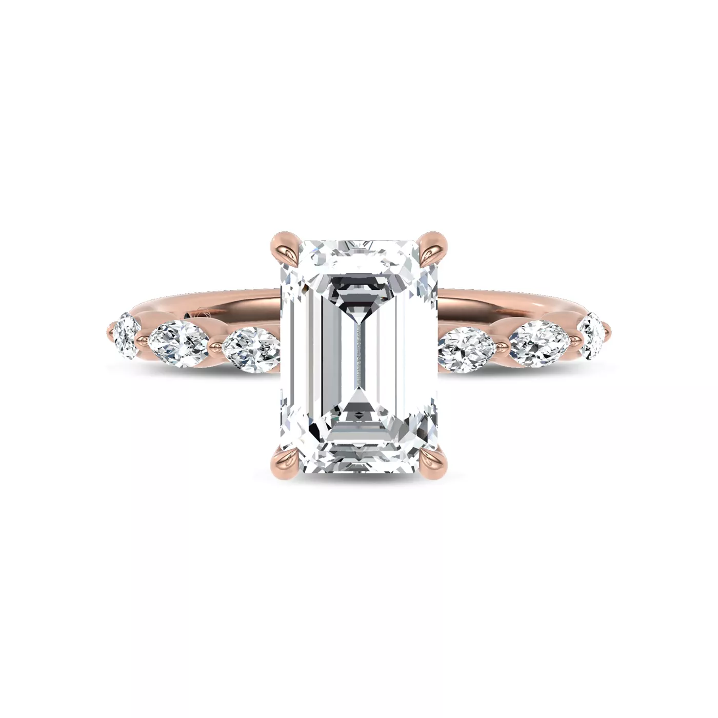 Marquise Shared Prongs 14K Rose Gold Engagement Ring