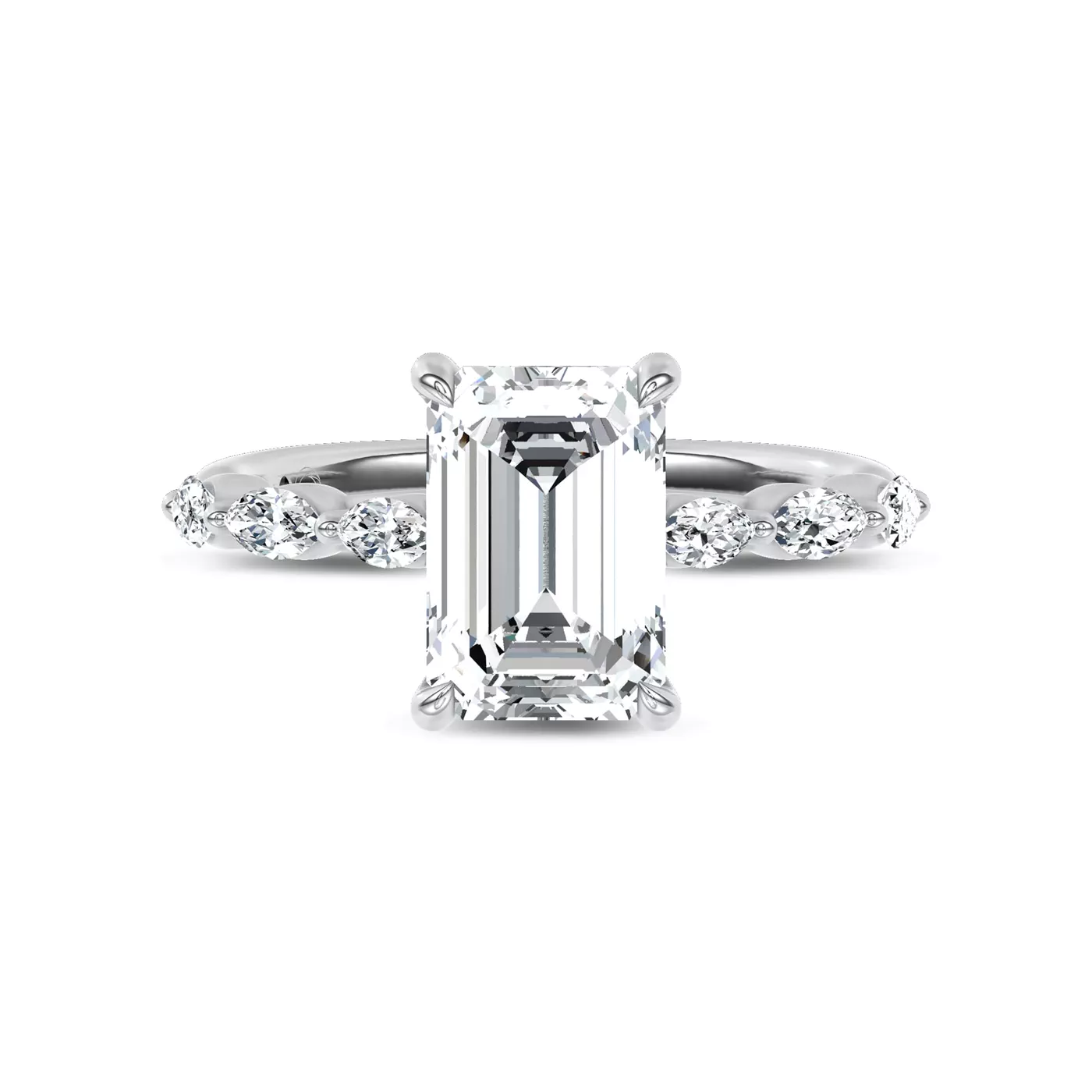 Marquise Shared Prongs 14K White Gold Engagement Ring