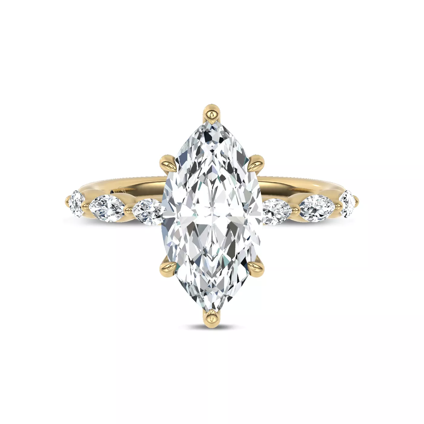 Marquise Shared Prongs 14K Yellow Gold Engagement Ring