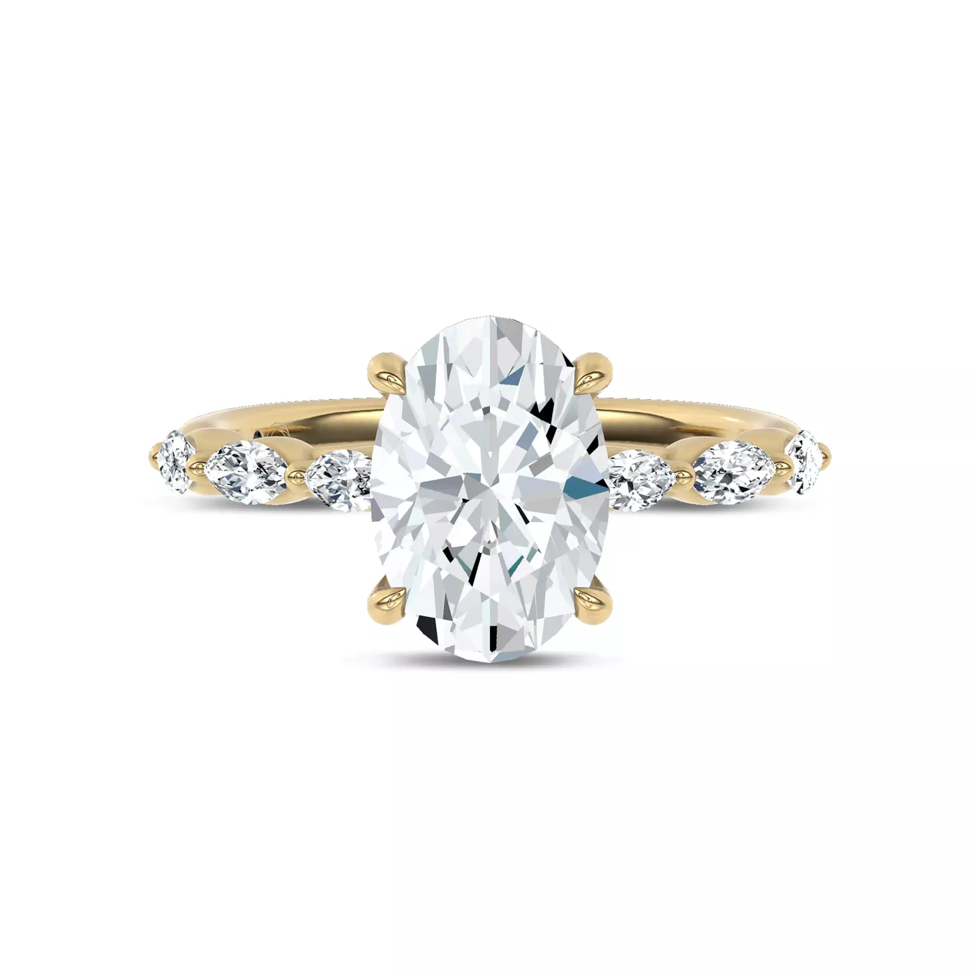 Marquise Shared Prongs 14K Yellow Gold Engagement Ring