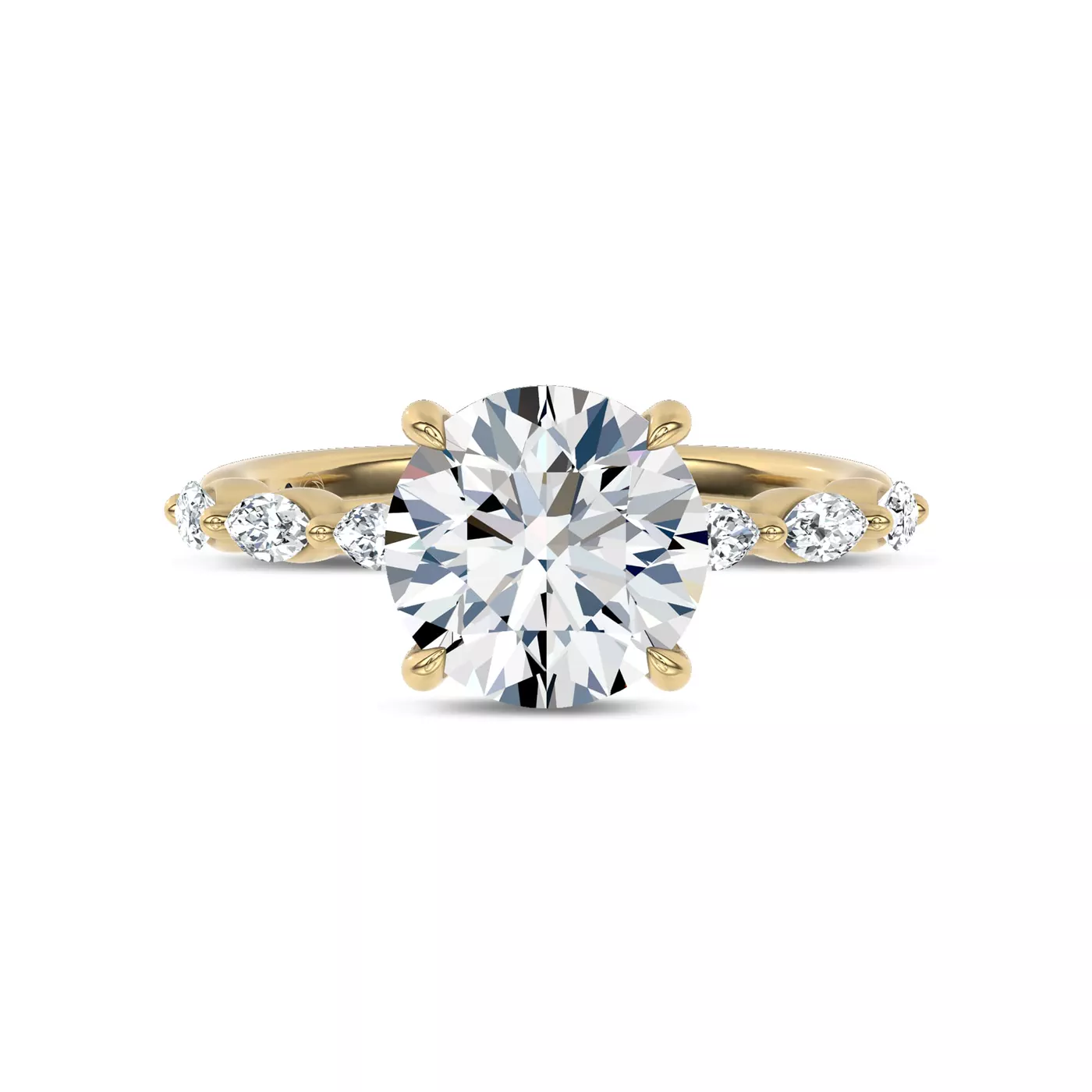 Brilliant Side Accents 14K Yellow Gold Engagement Ring