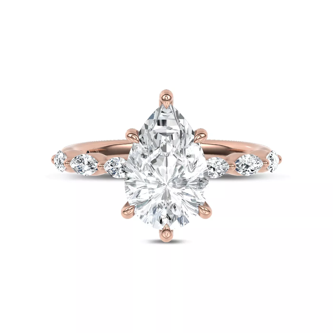 Marquise Shared Prongs 18K Rose Gold Engagement Ring