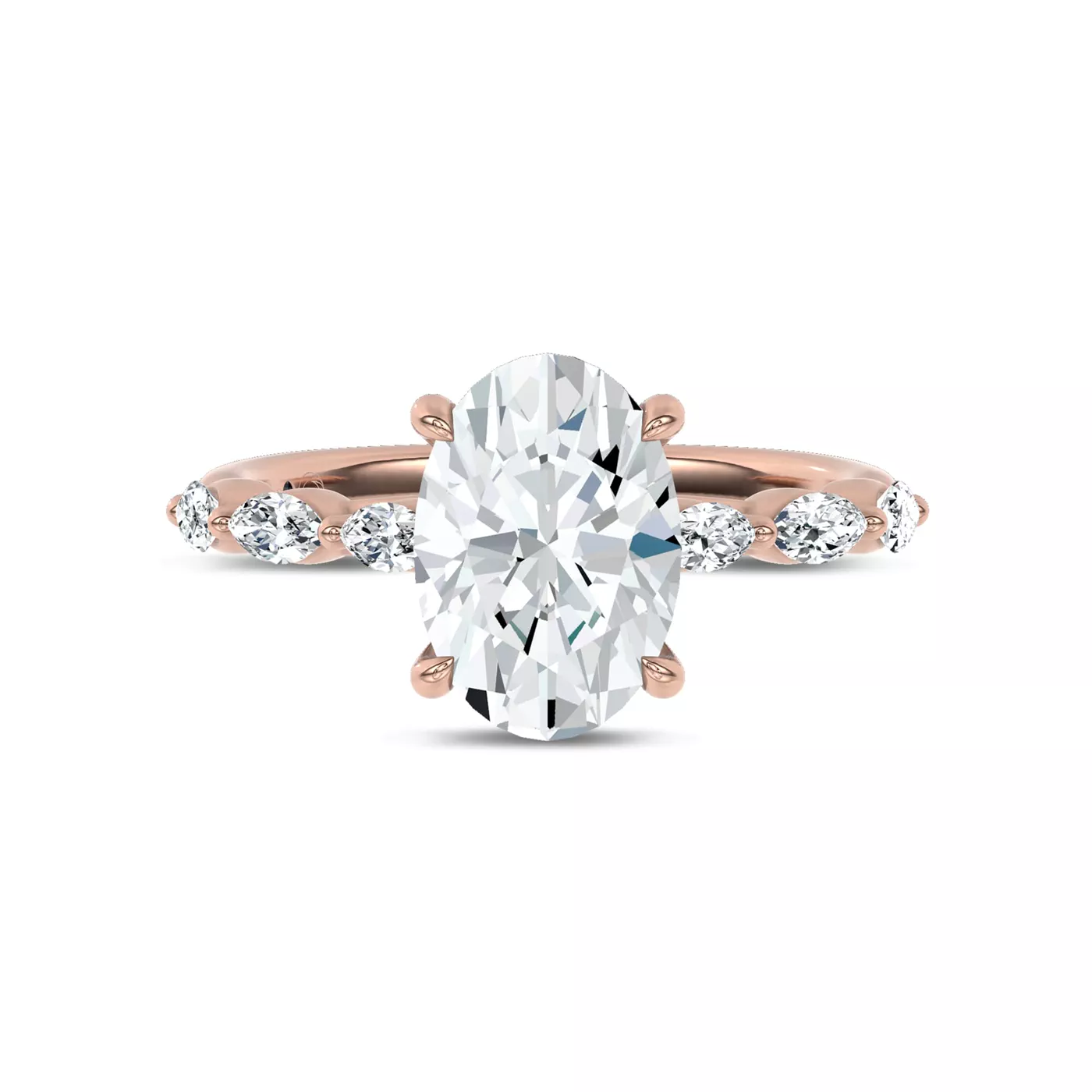 Marquise Shared Prongs 18K Rose Gold Engagement Ring