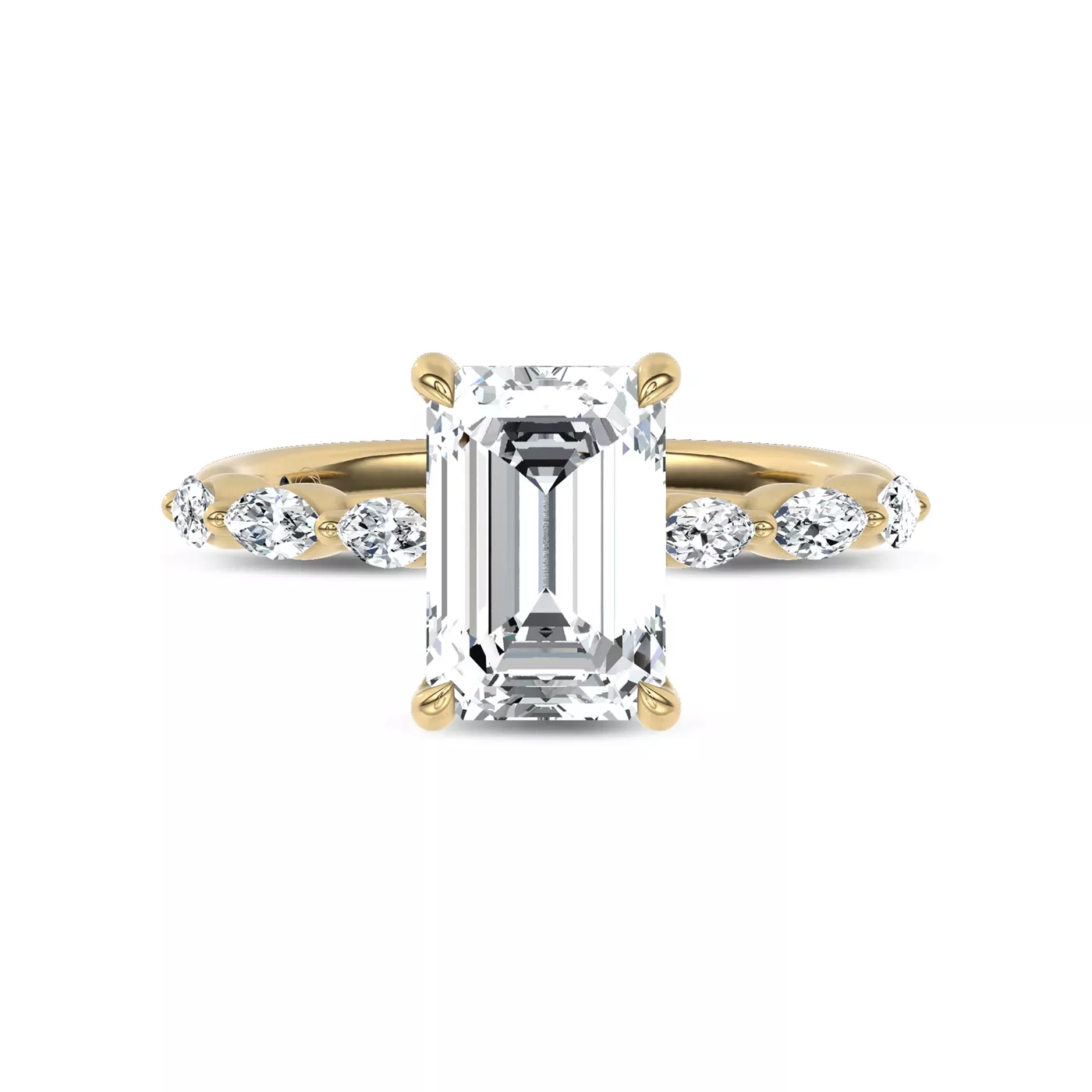 Marquise Shared Prongs 18K Yellow Gold Engagement Ring