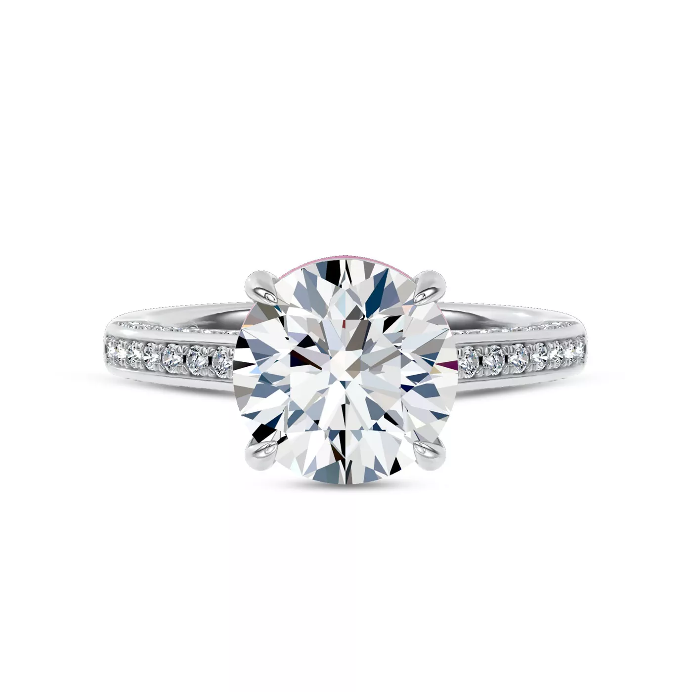 Concealed Halo Sparkle 14K White Gold Engagement Ring