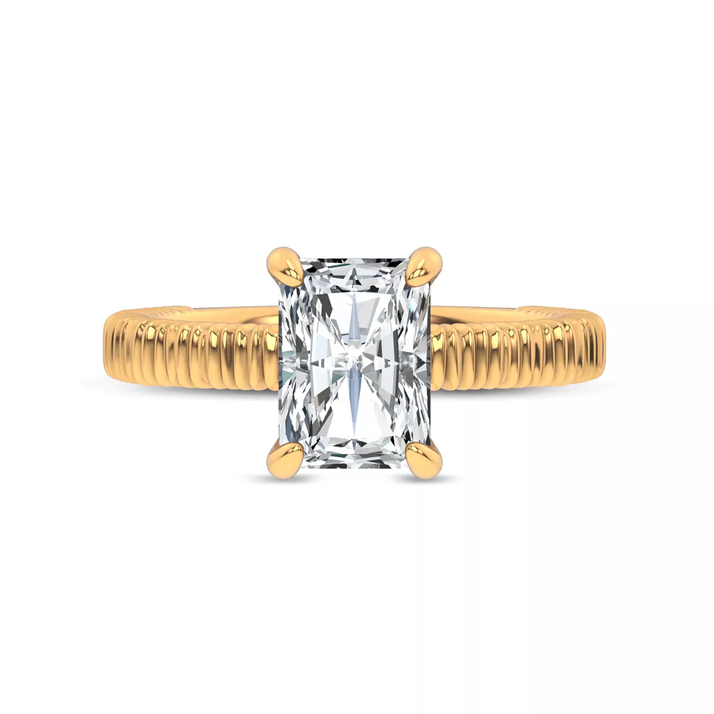 Brilliant Side Accents 18K Yellow Gold Engagement Ring