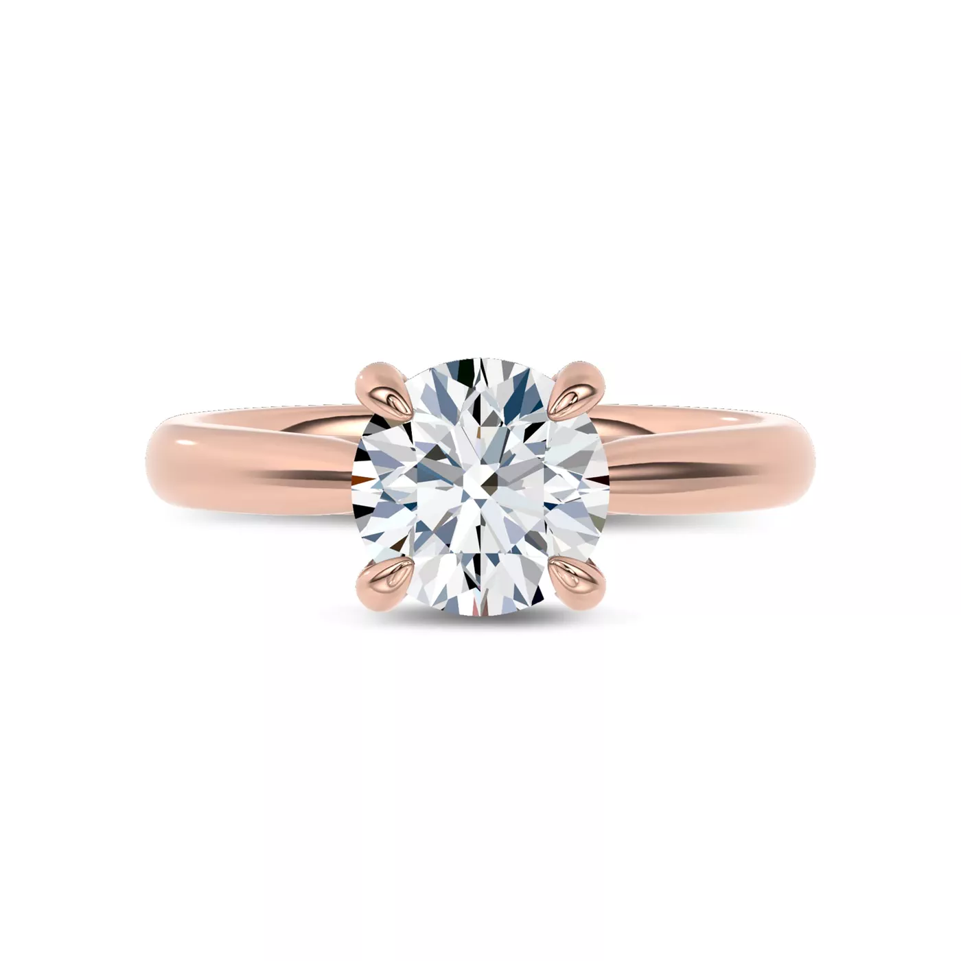 Brilliant Side Accents 18K Rose Gold Engagement Ring