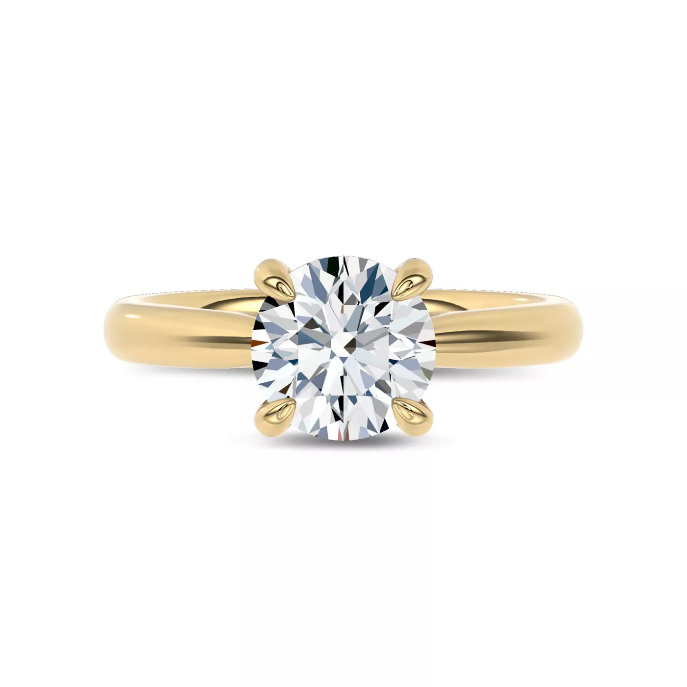 Brilliant Side Accents 18K Yellow Gold Engagement Ring