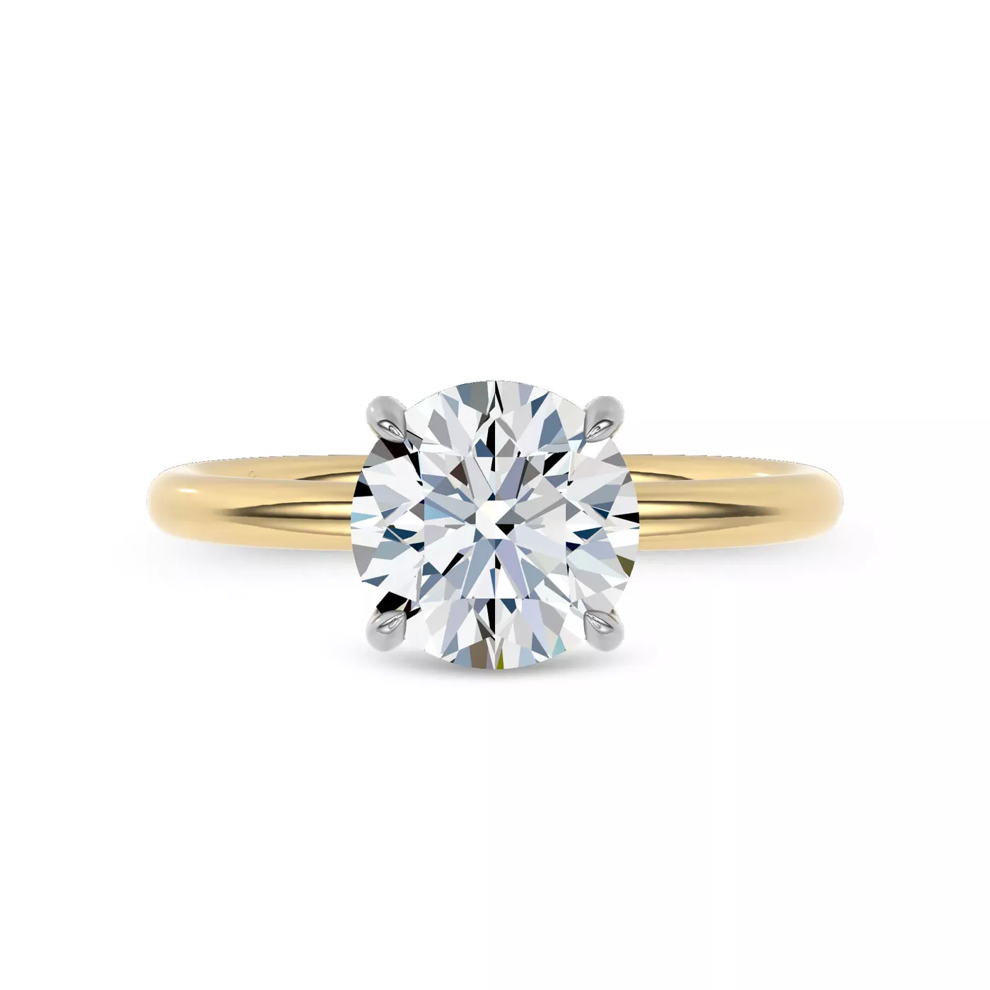 C-Prong Setting 14K Yellow Gold Engagement Ring