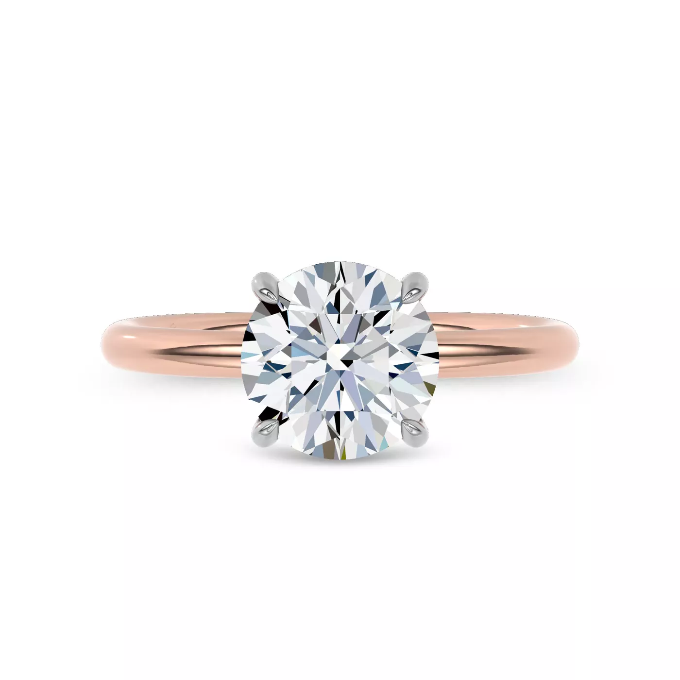 C-Prong Setting 18K Rose Gold Engagement Ring