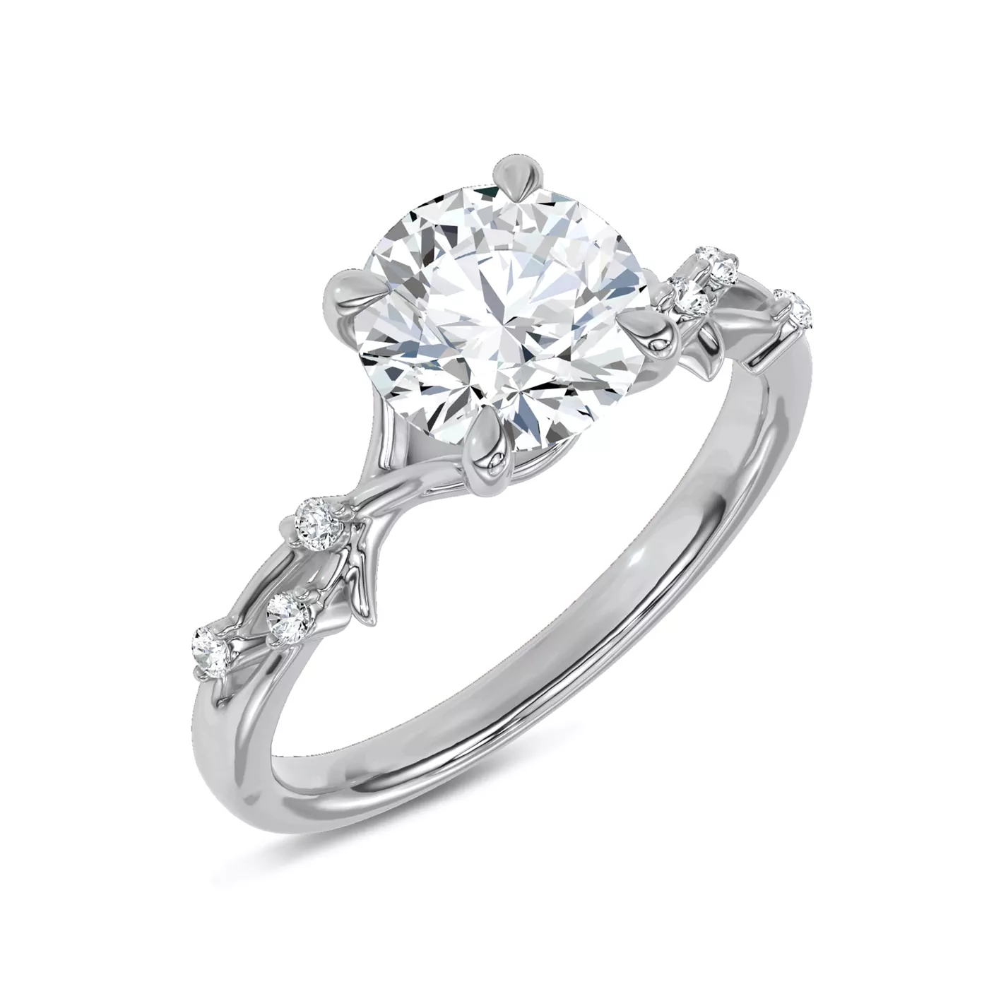 Vionne Vine Engagement Ring - 14K White Gold