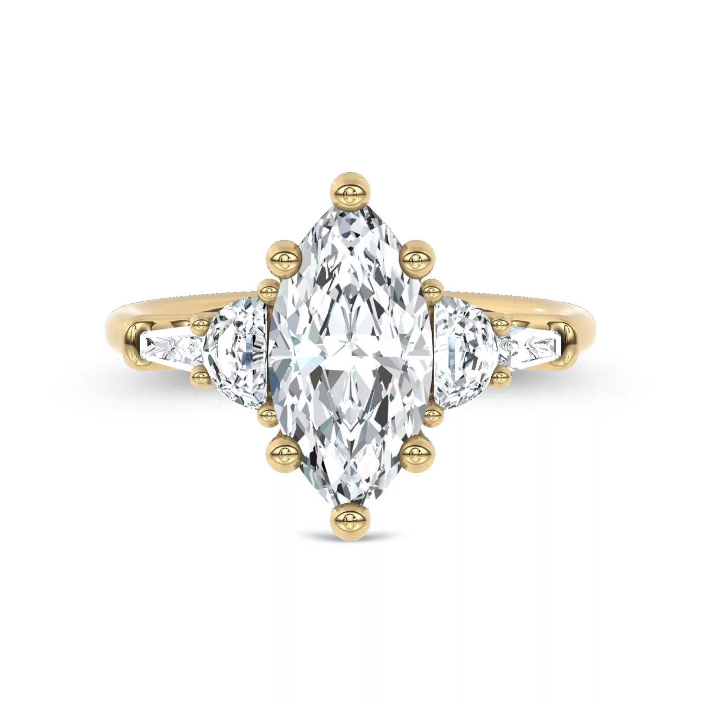 Graduated Side Stones 14K Yellow Gold Engagement Ring