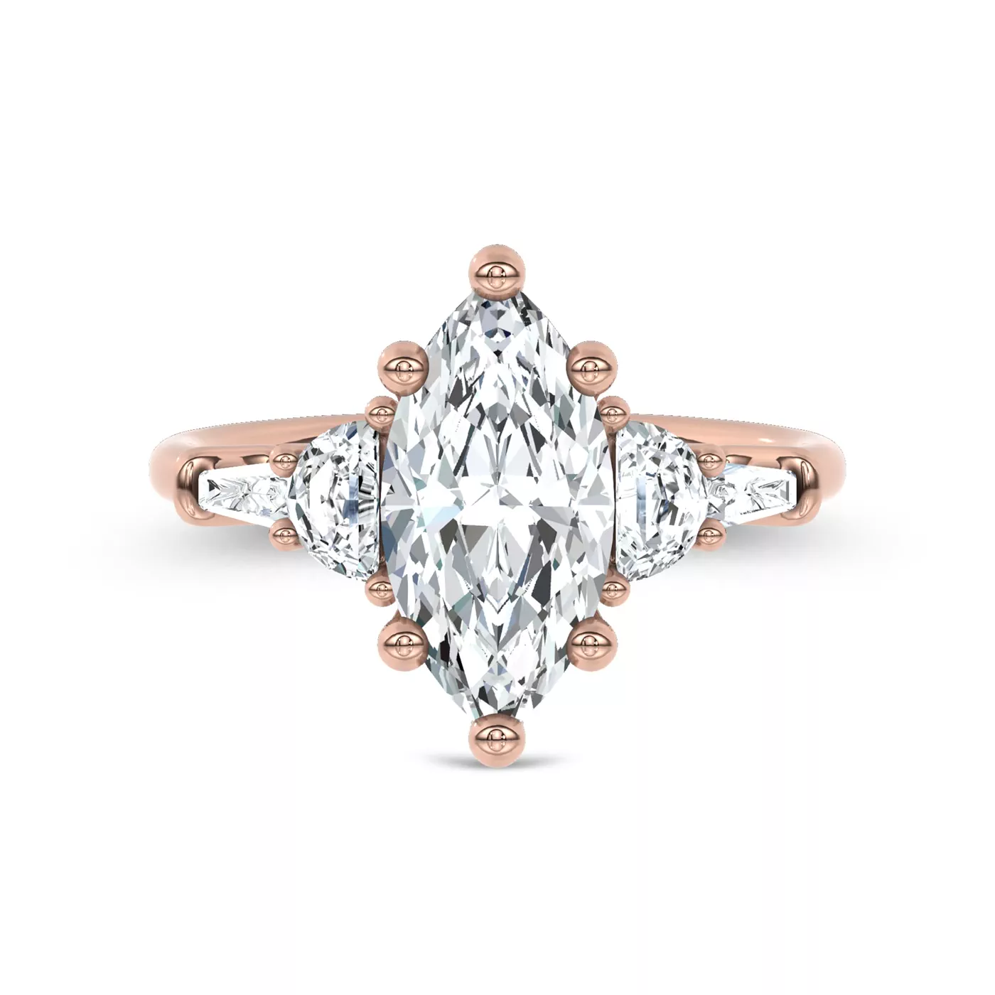 Graduated Side Stones 18K Rose Gold Engagement Ring