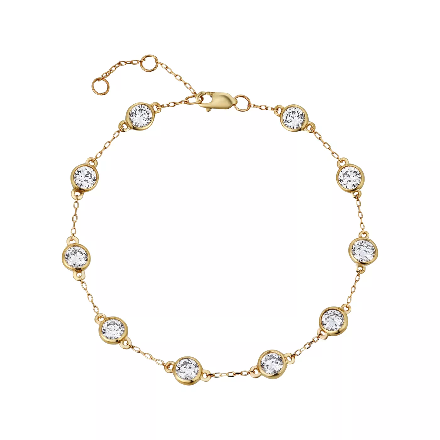 Diamond Station Bracelet 14K Yellow Gold Engagement Ring