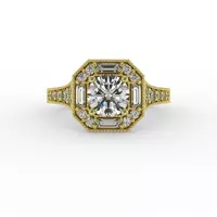 Willa Octagonal Halo Engagement Ring - 14K Yellow Gold