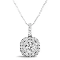 Danica Halo Necklace - 14K White Gold