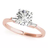 Amora Three Stone Engagement Ring - 14K Rose Gold
