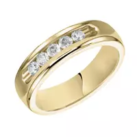 Diamond Channel Set Band - 14K Yellow Gold