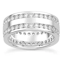 Double Row Diamond Eternity Band (7mm) - 14K White Gold