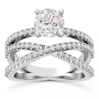 Azra Pavé Crossover Engagement Ring - Platinum