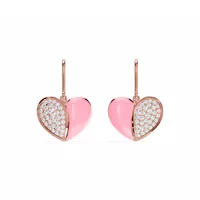 Amara Pink Ceramic Lab Pavé Heart Earrings - 18K Rose Gold