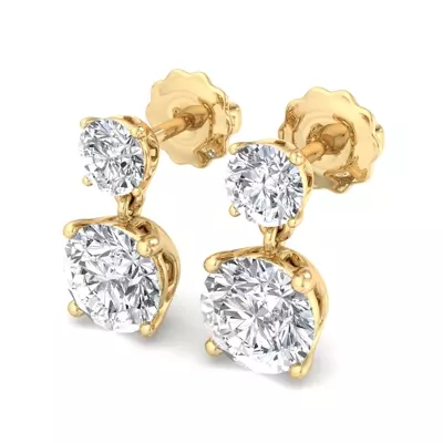 Two Stone Diamond Drop Earrings