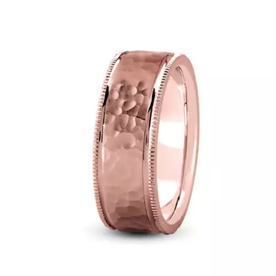 Flat Hammer Band With Milgrain Edges (8mm)