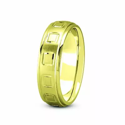 Square Diamond Cut Carved Band (7mm)