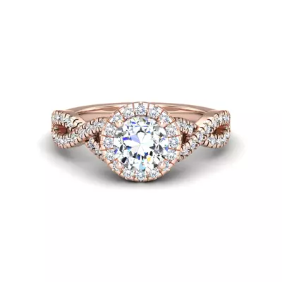 Zoey Twist Style Halo Engagement Ring
