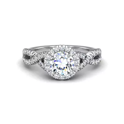 Zoey Twist Style Halo Engagement Ring