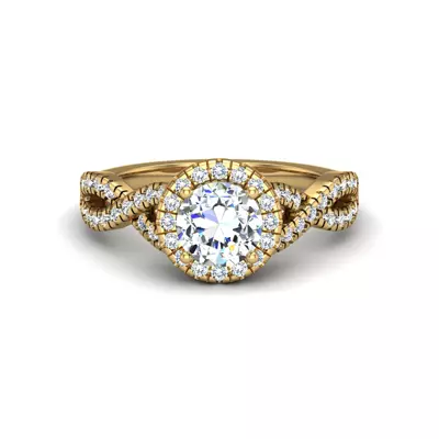 Zoey Twist Style Halo Engagement Ring