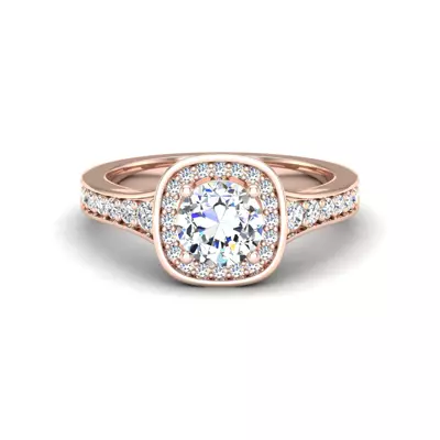 Amira Bezel Halo Engagement Ring
